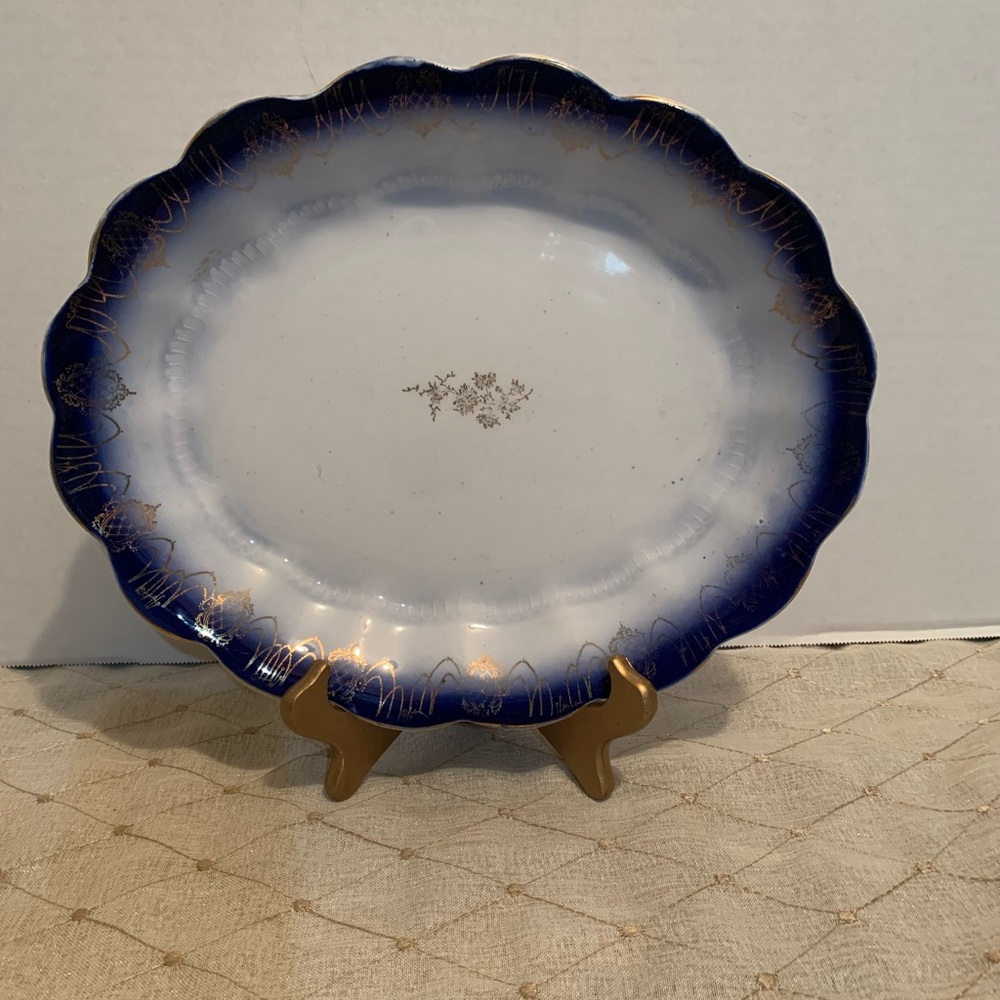 Sterling blue edge platter